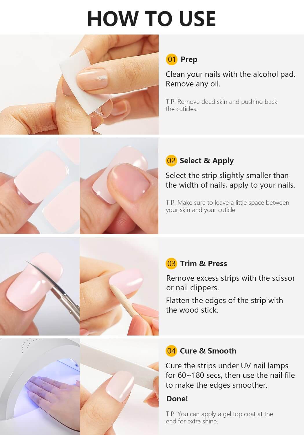 Semi Cured Gel Nail - French Bow - 20 PCS - NailSala