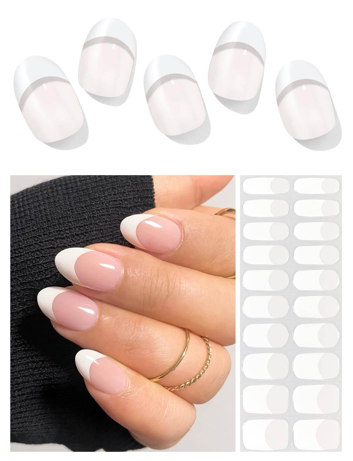 Semi Cured Gel Nail - French Bow - 20 PCS - NailSala