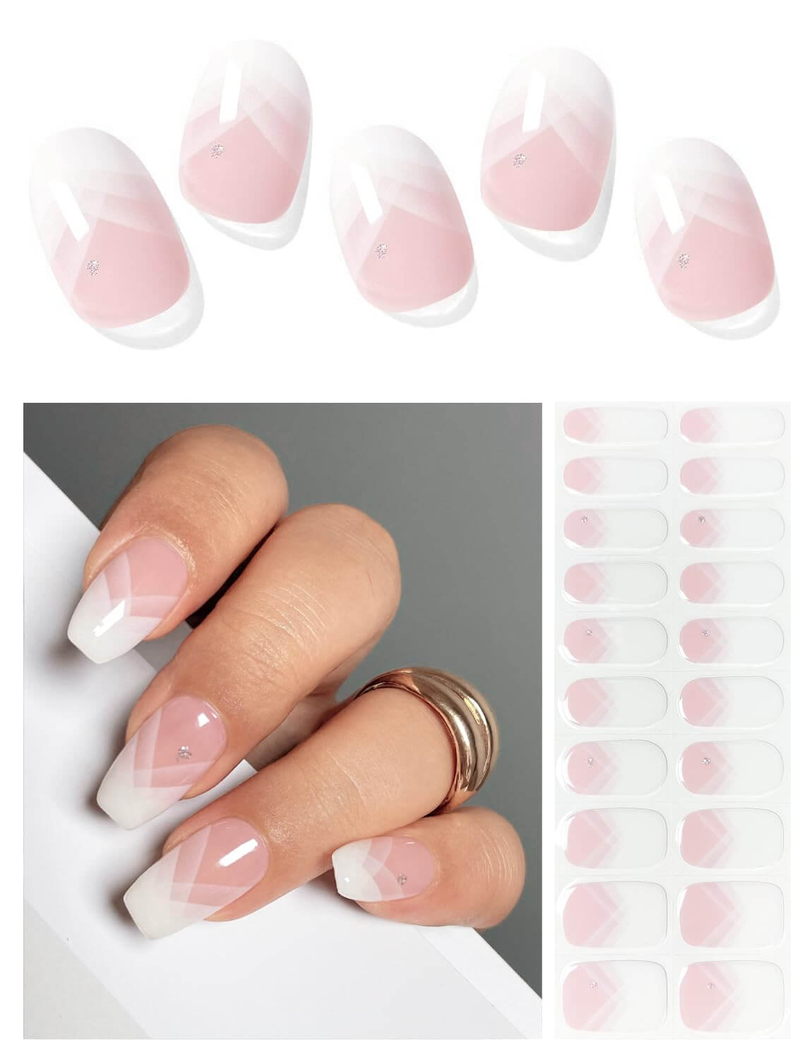 Semi Cured Gel Nail - French Bow - 20 PCS - NailSala