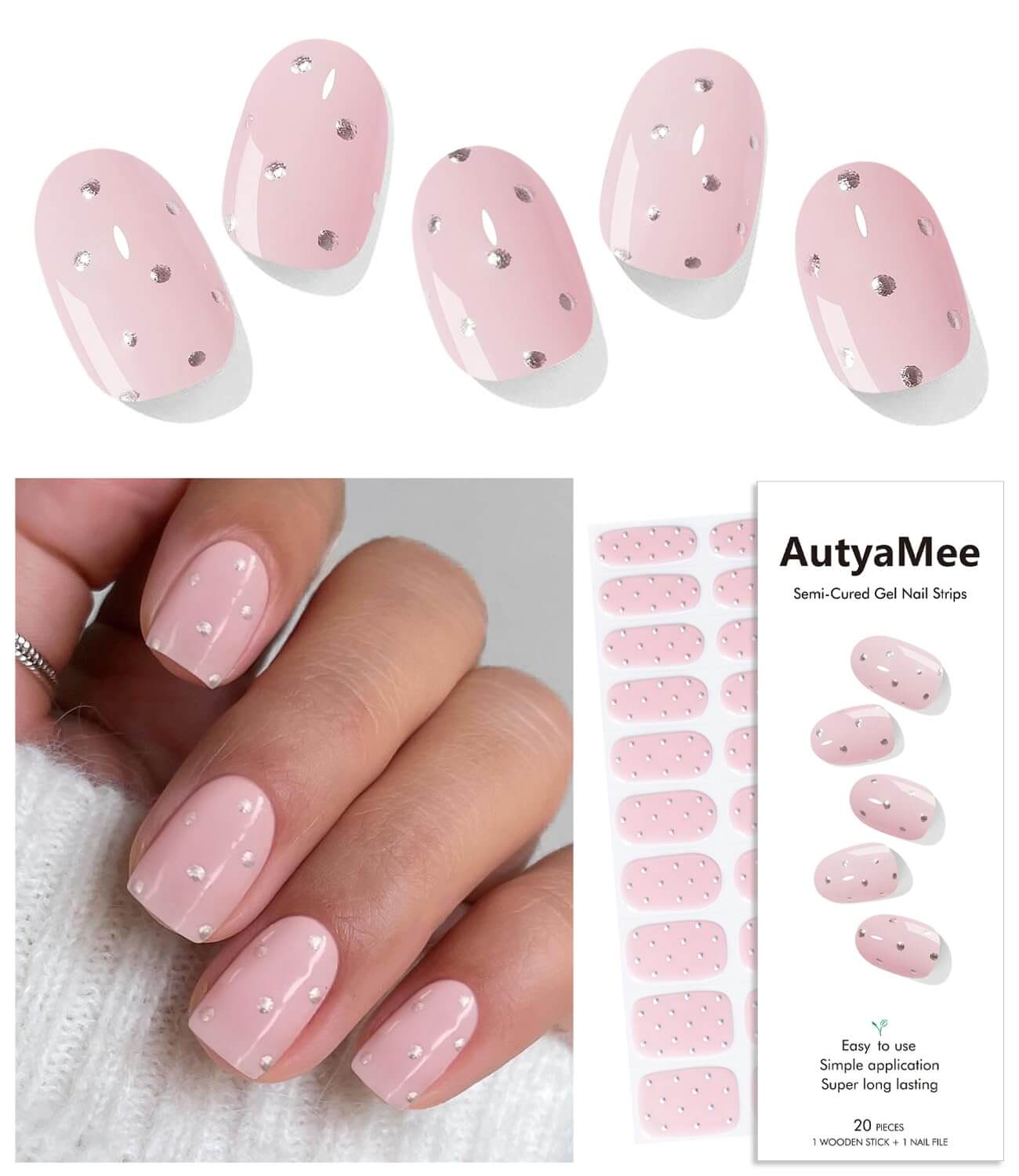 Semi Cured Gel Nail - French Bow - 20 PCS - NailSala