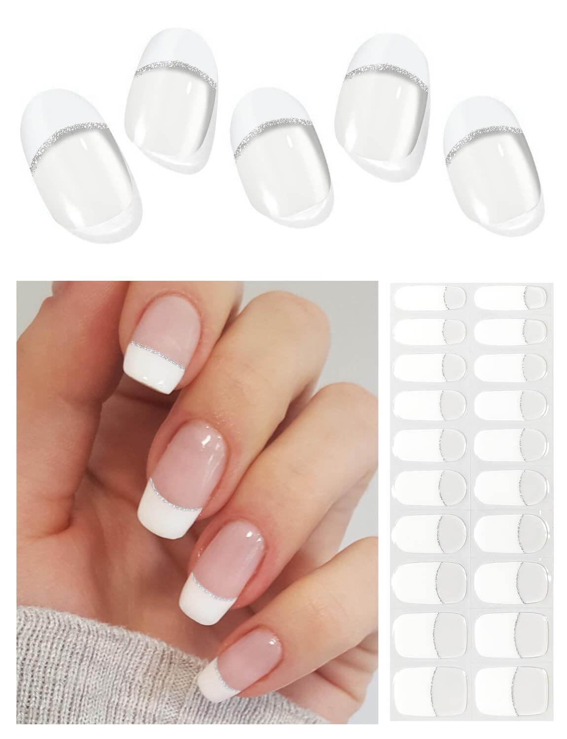 Semi Cured Gel Nail - French Bow - 20 PCS - NailSala